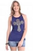 BLUSA VISCO SEM MANGA DETALHE CRUZ